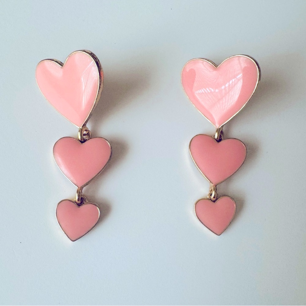 Pink Valentines Day Heart Dangle Earrings 20$